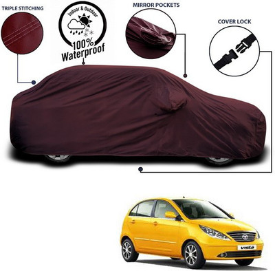 SEBONGO Car Cover For Tata Vista Tech (With Mirror Pockets)(Maroon)