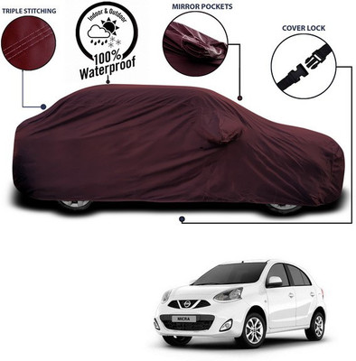 ANTHUB Car Cover For Nissan Micra (With Mirror Pockets)(Maroon)