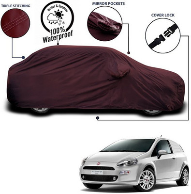 ANTHUB Car Cover For Fiat Punto Evo (With Mirror Pockets)(Maroon)