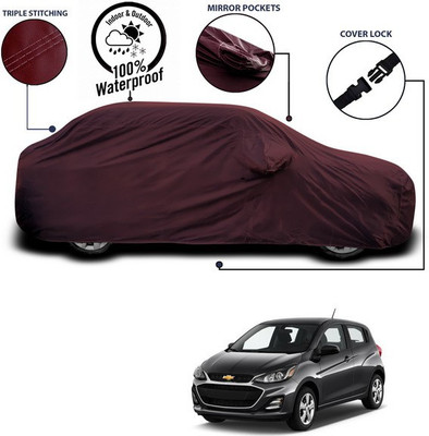SEBONGO Car Cover For Chevrolet Spark (With Mirror Pockets)(Maroon)