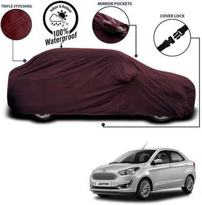 ANTHUB Car Cover For Ford Figo Aspire (With Mirror Pockets)(Maroon)
