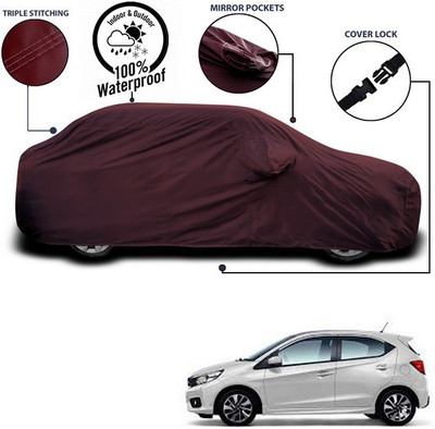 ANTHUB Car Cover For Honda Brio (With Mirror Pockets)(Maroon)