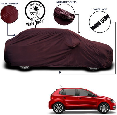 ANTHUB Car Cover For Volkswagen Polo GT (With Mirror Pockets)(Maroon)