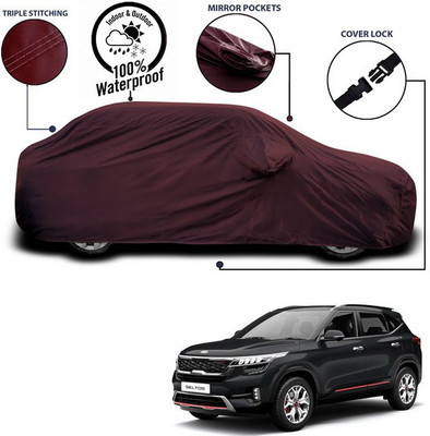 SEBONGO Car Cover For Kia Sonet (With Mirror Pockets)(Maroon)