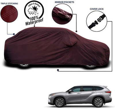 SEBONGO Car Cover For Toyota Highlander (With Mirror Pockets)(Maroon)