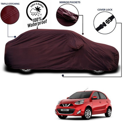 ANTHUB Car Cover For Nissan Micra (With Mirror Pockets)(Maroon)