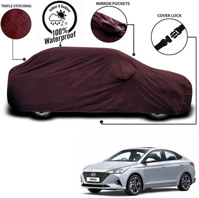 ANTHUB Car Cover For Hyundai Verna Facelift (With Mirror Pockets)(Maroon)