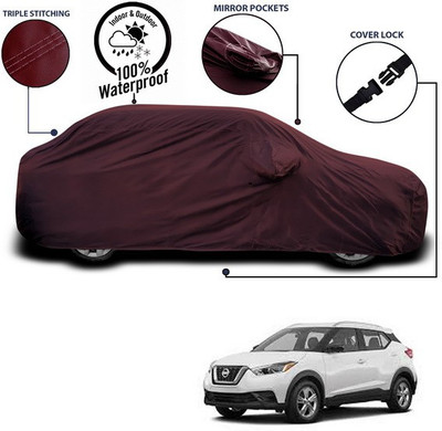 ANTHUB Car Cover For Nissan Kicks (With Mirror Pockets)(Maroon)