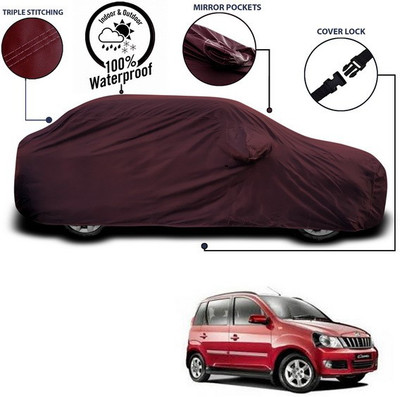SEBONGO Car Cover For Mahindra Quanto (With Mirror Pockets)(Maroon)