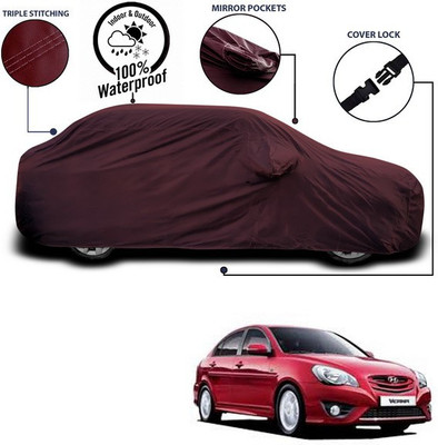 ANTHUB Car Cover For Hyundai Verna Transform (With Mirror Pockets)(Maroon)