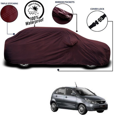 ANTHUB Car Cover For Tata Indica Vista (With Mirror Pockets)(Maroon, For 2019, 2020, 2021, 2022, 2023 Models)