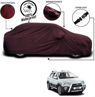 ANTHUB Car Cover For Toyota Etios Cross (With Mirror Pockets)(Maroon)