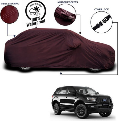 ANTHUB Car Cover For Ford Endeavour (With Mirror Pockets)(Maroon)