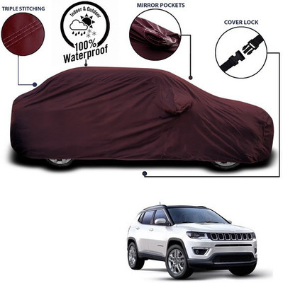 ANTHUB Car Cover For Jeep Compass Facelift (With Mirror Pockets)(Maroon)