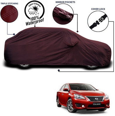 ANTHUB Car Cover For Nissan Pulsar (With Mirror Pockets)(Maroon)