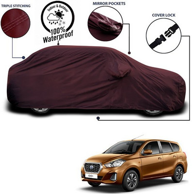 SEBONGO Car Cover For Nissan Go+ (With Mirror Pockets)(Maroon)