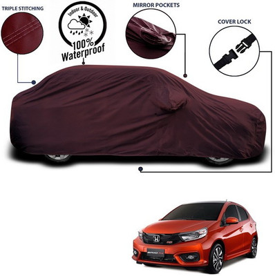 ANTHUB Car Cover For Honda Brio (With Mirror Pockets)(Maroon)