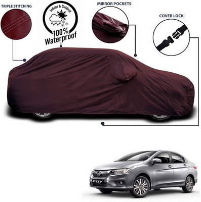SEBONGO Car Cover For Honda City i-Dtec (With Mirror Pockets)(Maroon)