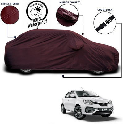 ANTHUB Car Cover For Toyota Etios Liva (With Mirror Pockets)(Maroon)