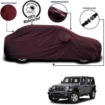 ANTHUB Car Cover For Jeep Wrangler (With Mirror Pockets)(Maroon)