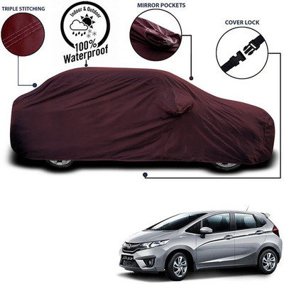 SEBONGO Car Cover For Honda Jazz (With Mirror Pockets)(Maroon)