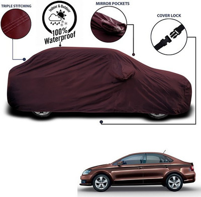 ANTHUB Car Cover For Skoda Rapid (With Mirror Pockets)(Maroon)