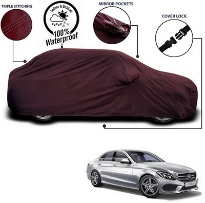 ANTHUB Car Cover For Mercedes Benz C220 (With Mirror Pockets)(Maroon)