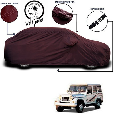 SEBONGO Car Cover For Mahindra Marshal (With Mirror Pockets)(Maroon)