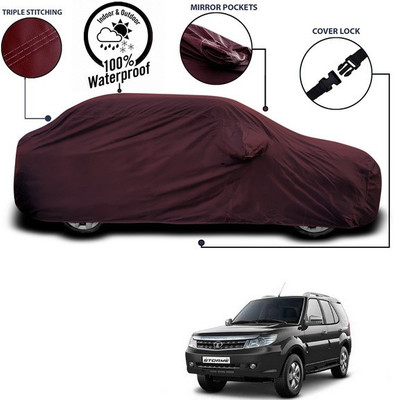SEBONGO Car Cover For Tata Safari Storme (With Mirror Pockets)(Maroon)