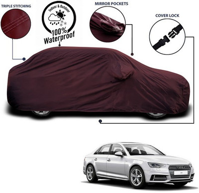 ANTHUB Car Cover For Audi A4 (With Mirror Pockets)(Maroon)