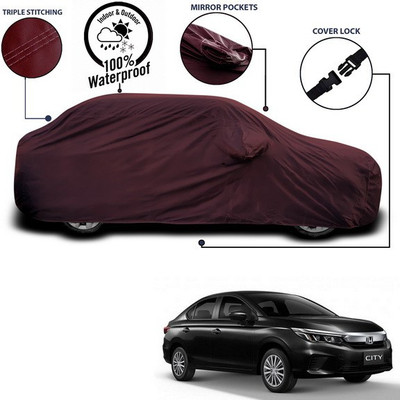 SEBONGO Car Cover For Honda City ZX (With Mirror Pockets)(Maroon)