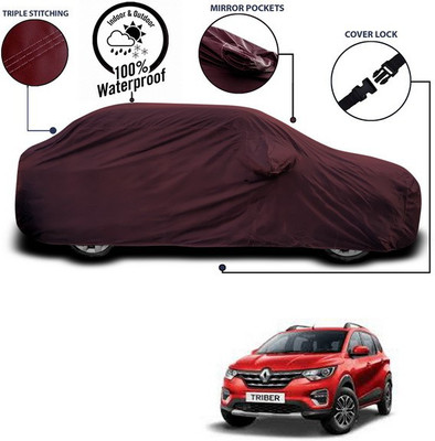 SEBONGO Car Cover For Renault Triber (With Mirror Pockets)(Maroon)