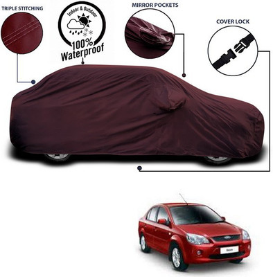 ANTHUB Car Cover For Ford Ikon (With Mirror Pockets)(Maroon)