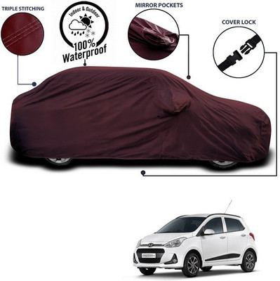 ANTHUB Car Cover For Hyundai Grand i10 (With Mirror Pockets)(Maroon)
