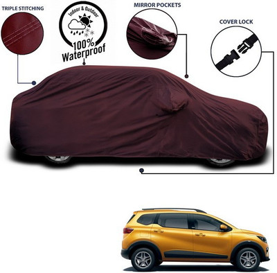 SEBONGO Car Cover For Renault Triber (With Mirror Pockets)(Maroon)
