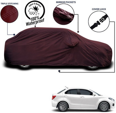 ANTHUB Car Cover For Maruti Suzuki Dzire (With Mirror Pockets)(Maroon)