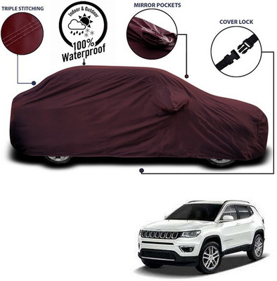 ANTHUB Car Cover For Jeep Compass (With Mirror Pockets)(Maroon)