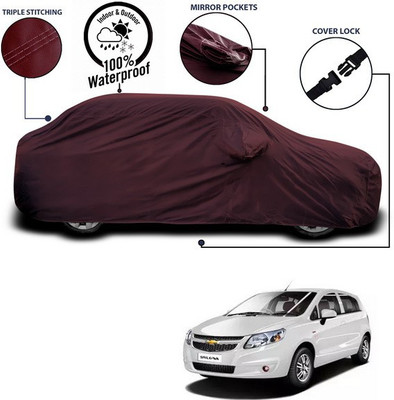 ANTHUB Car Cover For Chevrolet Sail UVA (With Mirror Pockets)(Maroon)