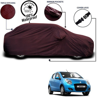 SEBONGO Car Cover For Maruti Suzuki A-Star (With Mirror Pockets)(Maroon)