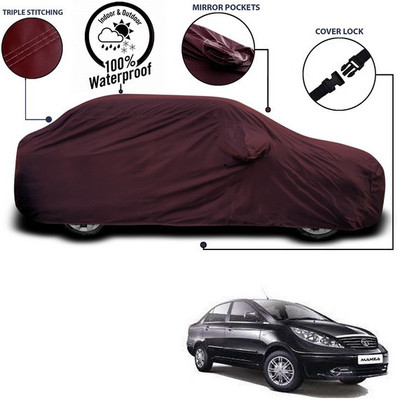 ANTHUB Car Cover For Tata Manza (With Mirror Pockets)(Maroon)