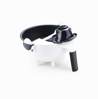 CyberShop New 9 in 1 Multifunction Magic Rotate Vegetable Cutter with Drain Basket Large Capacity Vegetables Chopper Veggie Shredder Grater Portable Slicer Kitchen Tool with 5 Dicing Blades Vegetable Chopper(1)