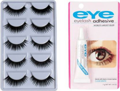 AVEU Styling Eyelash Day and Night Pack with Glue (Pack of 5)(5 Items in the set)