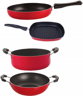 NIRLON FP13_KD13_GP22.5_CS24 Non-Stick Coated Cookware Set(PTFE (Non-stick), Aluminium, 4 - Piece)