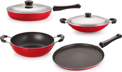 NIRLON FP13_KD13_AC_FT10________ Non-Stick Coated Cookware Set(PTFE (Non-stick), Aluminium, 4 - Piece)