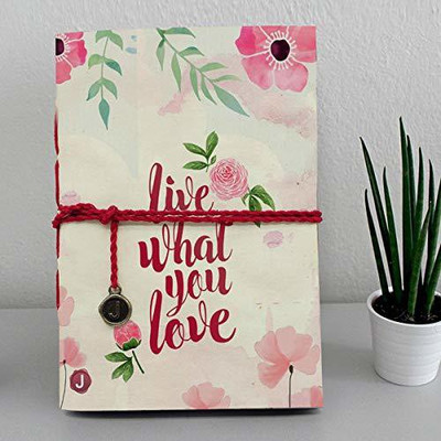 Jhingalala Handmade Diary Notebook with Live What You love Printed on front Cover A5 Diary Unruled 160 Pages(Multicolor)