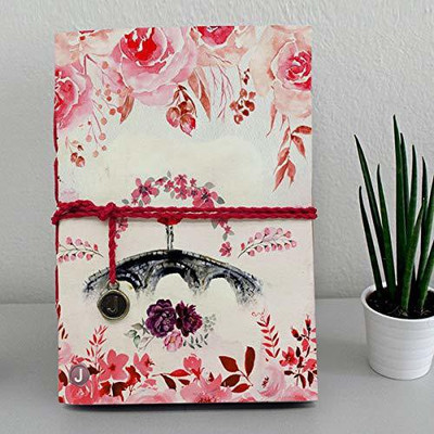 Jhingalala Handmade Diary Notebook with Love Couple On The Bridge Design Printed on front Cover A5 Diary Unruled 160 Pages(Pink)