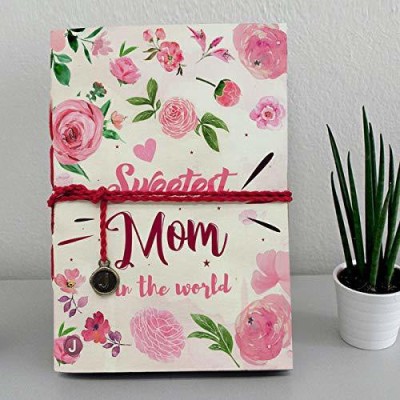 Jhingalala Handmade Diary Notebook with Sweetest Mom In The World Printed on front Cover A5 Diary Unruled 160 Pages(Pink)