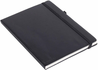 Jhingalala PU Leather Finish Hardbound Executive Diary Notebook with Elastic Closure A4 Notebook Ruled 166 Pages(Black)