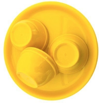 Everbuy Pack of 12 Plastic Dinner Set(Yellow, Microwave Safe)