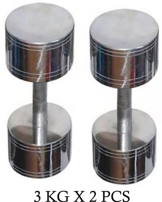 LCARNO Steel Dumbbell 3 KG X 2 (Total Weight 6KG) , Each Fixed Weight Dumbbell(3 kg)